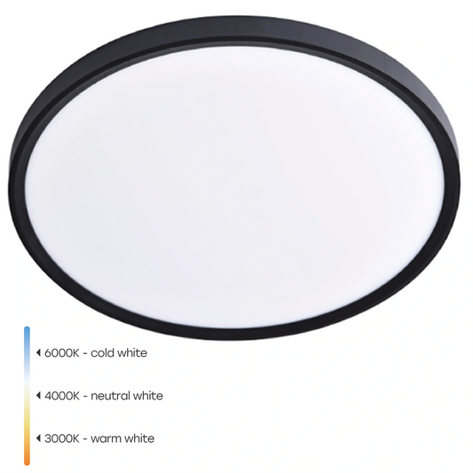 LED-plafond SLIM | Ø30cm | 24W | 3CCT | 2880lm | IP44 | svart