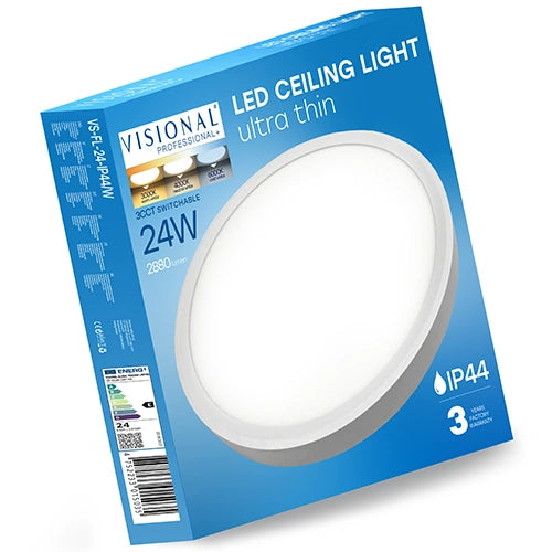 LED-plafond SLIM | Ø30cm | 24W | 3CCT | 2880lm | IP44 | vit