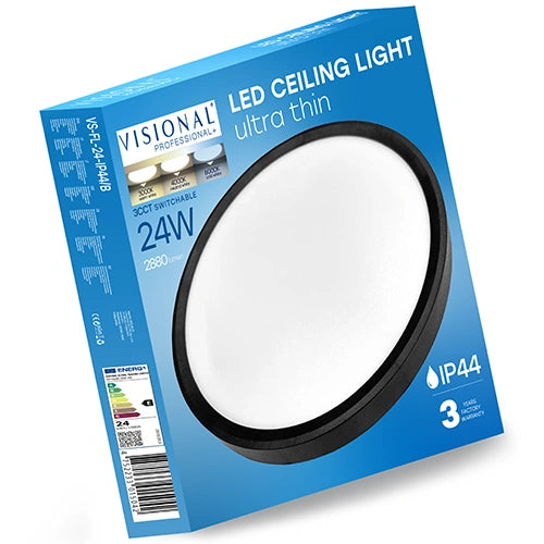 LED-plafond SLIM | Ø30cm | 24W | 3CCT | 2880lm | IP44 | svart
