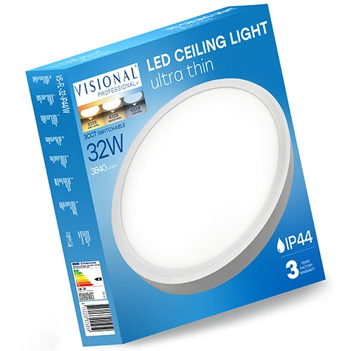 LED-plafond SLIM | Ø40cm | 32W | 3CCT | 3840lm | IP44 | vit