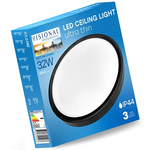 LED-plafond SLIM | Ø40cm | 32W | 3CCT | 3840lm | IP44 | svart
