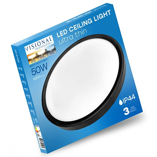 LED-plafond SLIM | Ø60cm | 50W | 3CCT | 6000lm | IP44 | svart