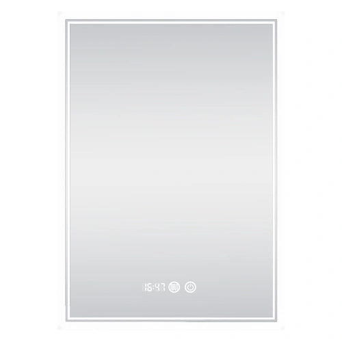 FLORENCE | Spegel med LED-belysning, värme med imskyddsfunktion och digital klocka | 50x70cm