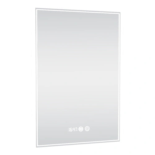 FLORENCE | Spegel med LED-belysning, värme med imskyddsfunktion och digital klocka | 50x70cm