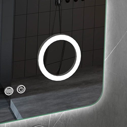 GLOW | Spegel med LED-belysning, värme med imskyddsfunktion och förstoringsglas | 80x60cm