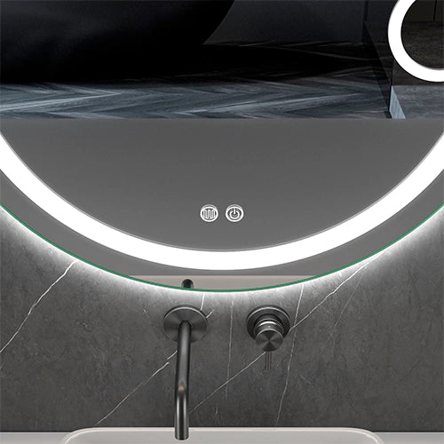 SOLAR | Spegel med LED-belysning, värme med imskyddsfunktion och förstoringsglas | Ø80cm