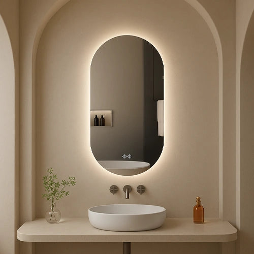 ALBA | Spegel med LED-belysning, värme med imskyddsfunktion | 90x45cm