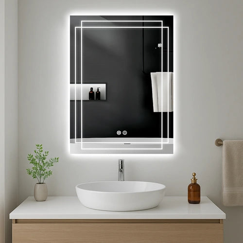 INCANTO | Spegel med LED-belysning, värme med imskyddsfunktion | 80x60cm