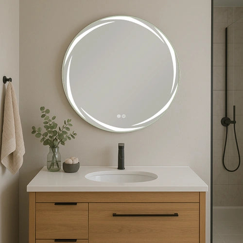 CHIARO | Spegel med LED-belysning, värme med imskyddsfunktion | Ø80cm