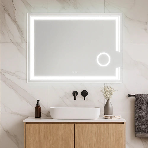 SPLENDORE | Spegel med LED-belysning, värme med imskyddsfunktion och förstoringsglas | 80x110cm