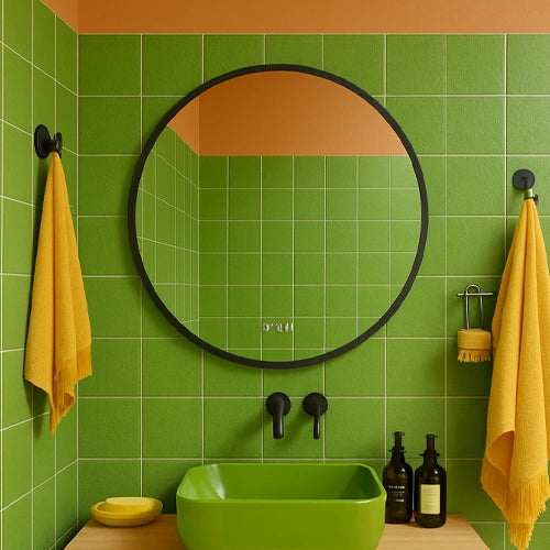 OMBRA | Spegel med LED-belysning, värme med imskyddsfunktion och digital klocka | Ø80cm